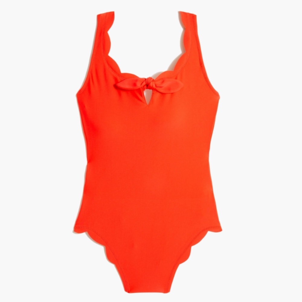 J.Crew Scalloped one-piece swimsuit with bow